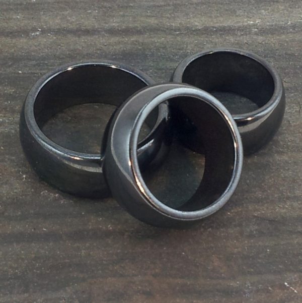 Anello Unisex In Ematite &ndash; Pietra Naturale, Magnetico, Forma Rotonda, Taglie Dalla 52 Alla 67